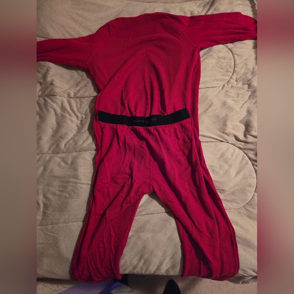 Mens Carhartt Red Long Underwear One Piece - Picture 2 of 2